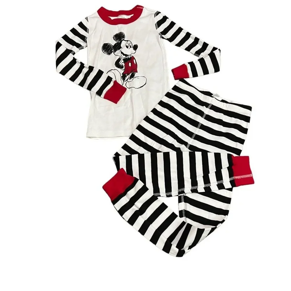 Hanna Andersson Disney Mickey Mouse 2 Piece Pajama Sleep Set Size 120 / 6-7